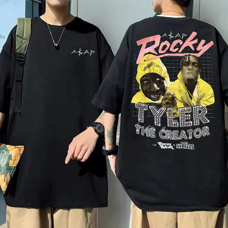 Rapper Asap Rocky Tyler The Creator with Danny Brown Vince Staples T-shirt Short Sleeve Men Hip Hop Fashion Cool Crewneck Tshirt
Rapper Asap Rocky Tyler The Creator with Danny Brown Vince Staples T-shirt Short Sleeve Men Hip Hop Fashion Cool Crewneck Tshirt