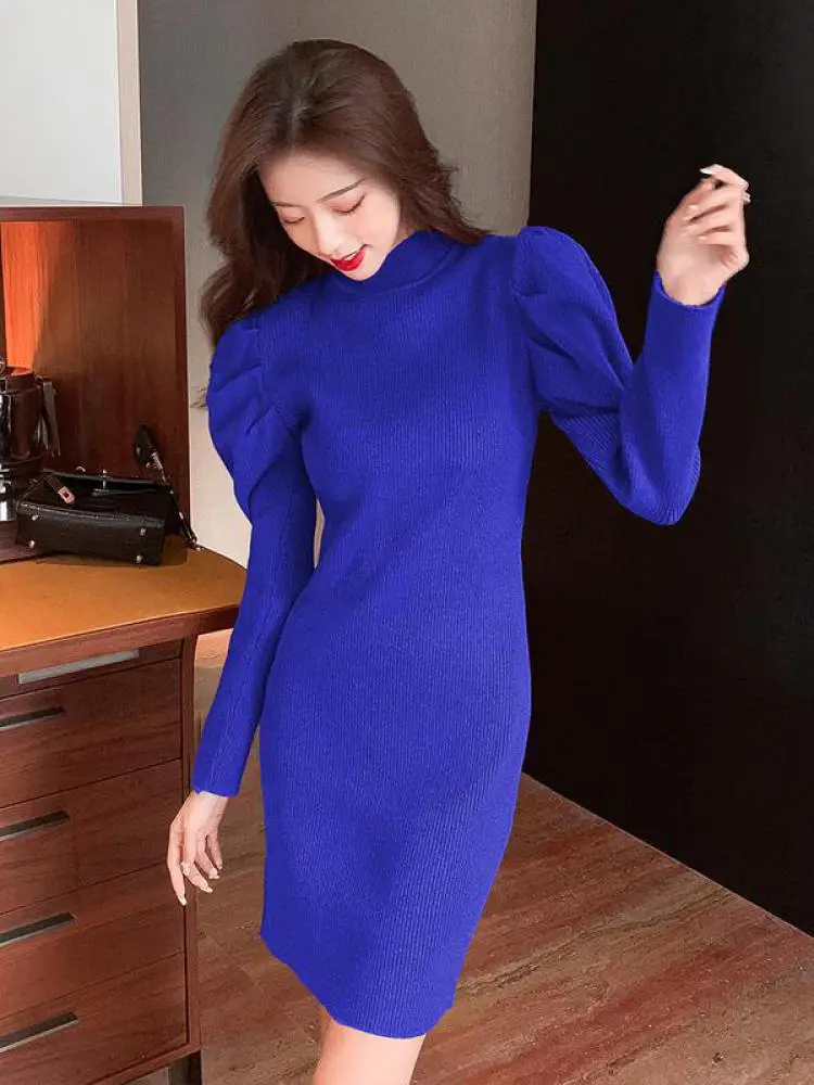 Autumn Winter Knitting Sweater Midi Dress Women's Half High Collar Long Sleeve Slim Knit Dress elegant Sexy Club Party Dresses
Autumn Winter Knitting Sweater Midi Dress Women's Half High Collar Long Sleeve Slim Knit Dress elegant Sexy Club Party Dresses
