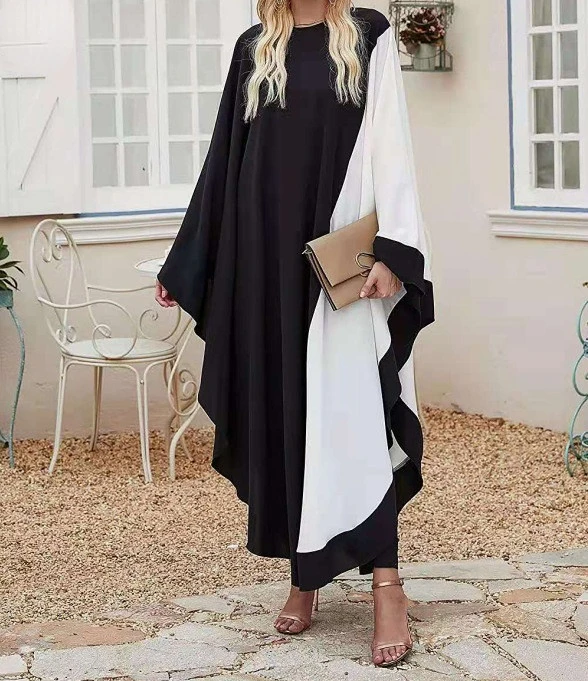 2023 Hot Black White Patchwork Chiffon Free Holiday High-end Young Sexy Full Batwing Sleeve Fashion Women Loose Maxi Dress
2023 Hot Black White Patchwork Chiffon Free Holiday High-end Young Sexy Full Batwing Sleeve Fashion Women Loose Maxi Dress