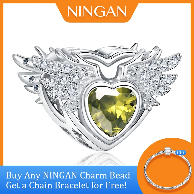 NINGAN 925 Sterling Silver Love Birthstone Beads Jewelry Yellow Zircon Wings Bracelet Charm 925 Sterling Silver
NINGAN 925 Sterling Silver Love Birthstone Beads Jewelry Yellow Zircon Wings Bracelet Charm 925 Sterling Silver