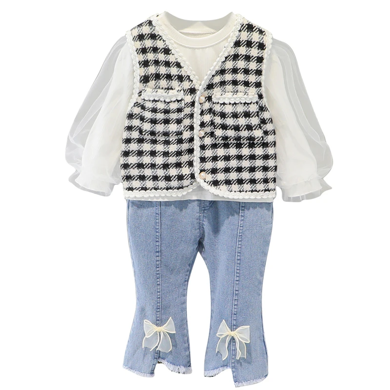 2022 Spring Toddler Girl Outfits Children Clothing Sets Infant Plaid Vest Lace T Shirt Pants Fall Baby Kids 3 Piece Suit Clothes
2022 Spring Toddler Girl Outfits Children Clothing Sets Infant Plaid Vest Lace T Shirt Pants Fall Baby Kids 3 Piece Suit Clothes