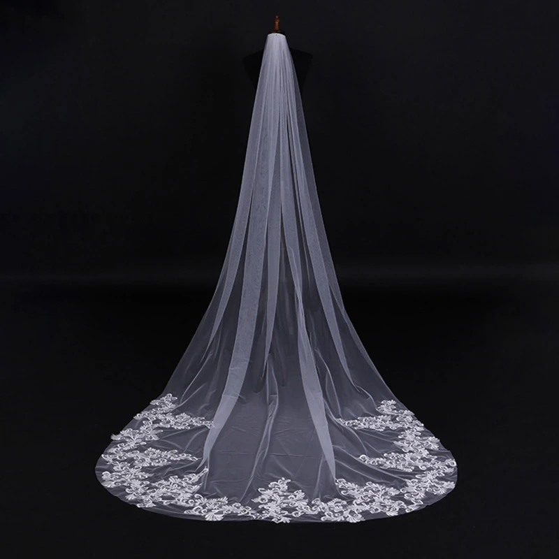 Bridal Veil One-Layer Lace Trim Appliques Sheer Tulle 118 Inches Long Drop Chapel Veil for Wedding Photo Props White
Bridal Veil One-Layer Lace Trim Appliques Sheer Tulle 118 Inches Long Drop Chapel Veil for Wedding Photo Props White