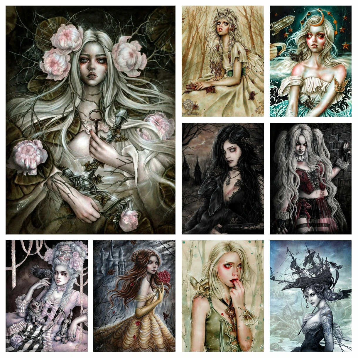 Full Drill Gothic Dark Woman Painting Diamond Embroidery Kits Vampire Girl Witch Wall Art Cross Stitch Mosaic Picture Home Decor 
Full Drill Gothic Dark Woman Painting Diamond Embroidery Kits Vampire Girl Witch Wall Art Cross Stitch Mosaic Picture Home Decor