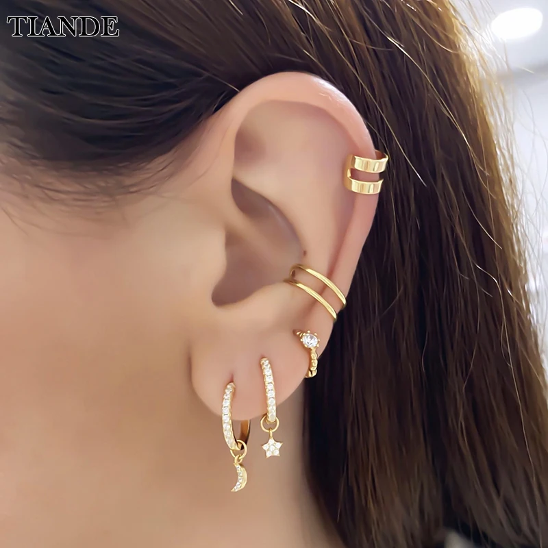 TIANDE Silver Color Gold Plated Dangle Earrings for Women Zircon Piercing Star Moon Hoop Drop Earrings 2022 Jewelry Wholesale
TIANDE Silver Color Gold Plated Dangle Earrings for Women Zircon Piercing Star Moon Hoop Drop Earrings 2022 Jewelry Wholesale