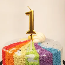1Pcs Happy Birthday Number Cake Candles 0 1 2 3 4 5 6 7 8 9 Cake Topper Gold Sliver Black Birthday Candle Party Gift Home Docer