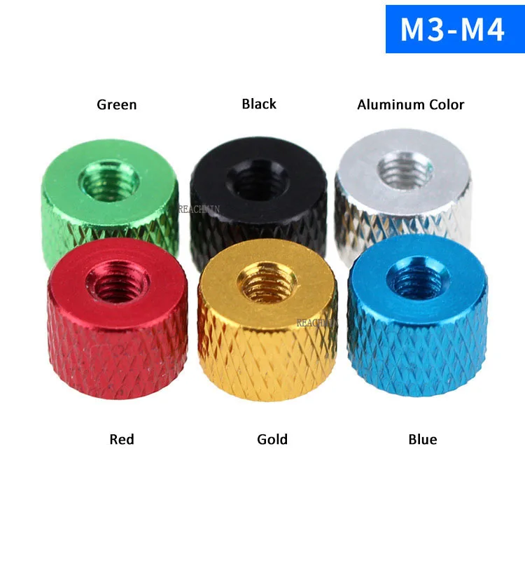 10PCS M3 M4 Aluminum Alloy Knurled Thumb Screws Nuts Hand Nuts Red Black Gold Green Blue Aluminum Color
10PCS M3 M4 Aluminum Alloy Knurled Thumb Screws Nuts Hand Nuts Red Black Gold Green Blue Aluminum Color