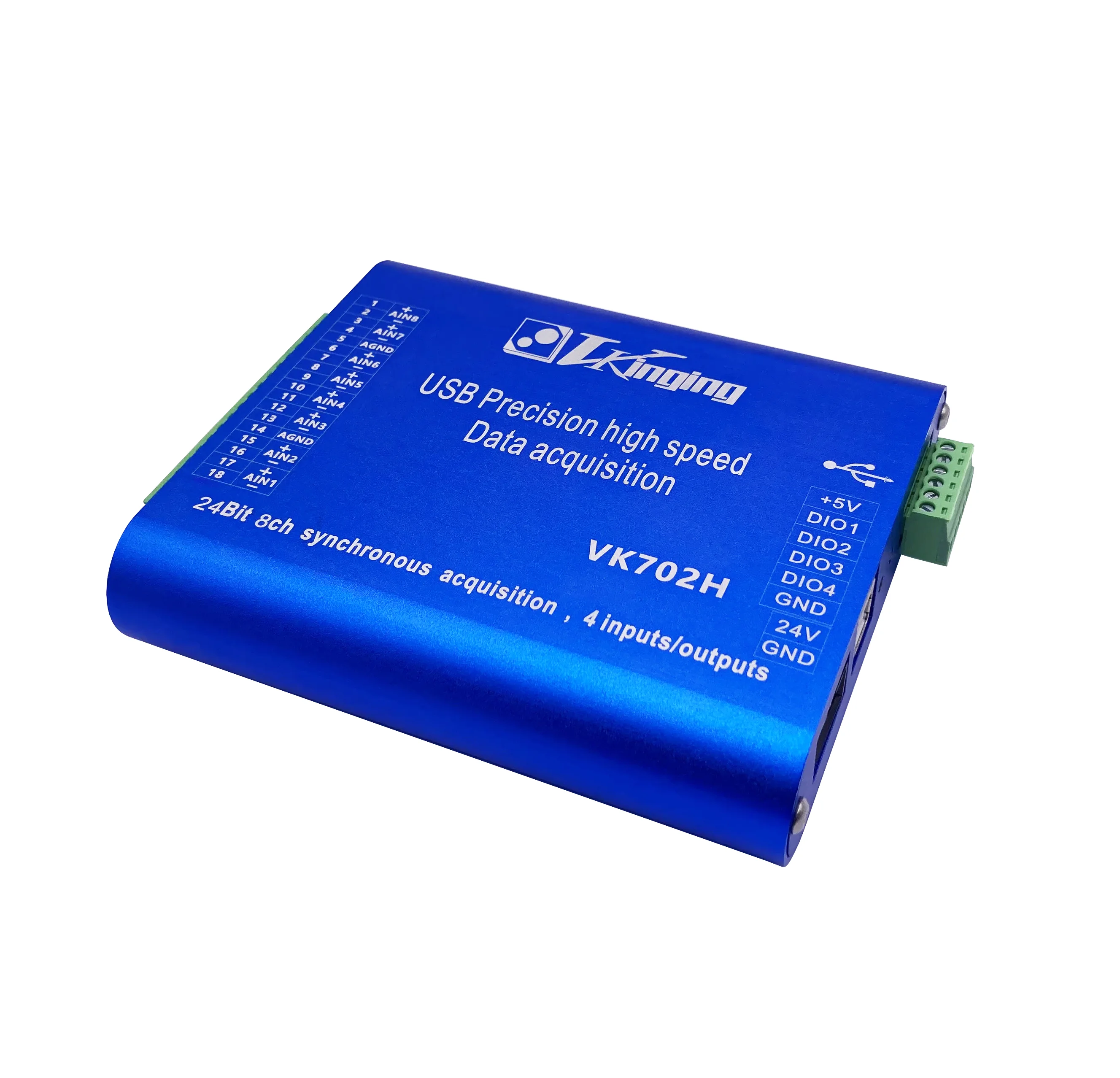 VK702H 8-канальная USB 24-битная карта сбора данных, дифференциальный вход 800K образец 
VK702H 8-канальная USB 24-битная карта сбора данных, дифференциальный вход 800K образец