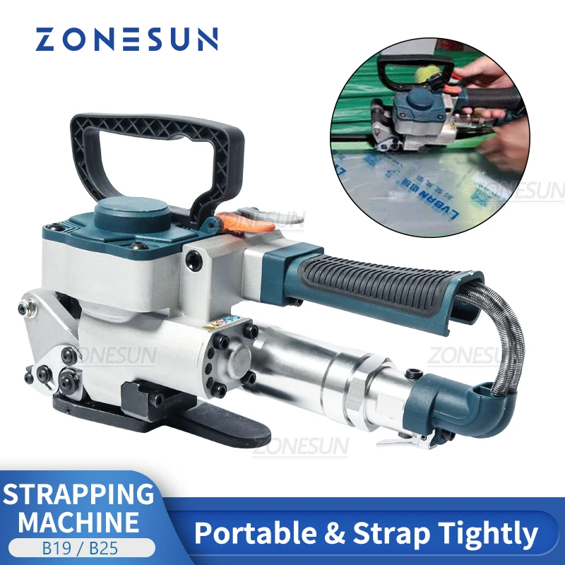 

ZONESUN Pneumatic Strapping Machine Friction Welding Baler Air PET Banding Machine Tool For 13-19mm Width PET Straps