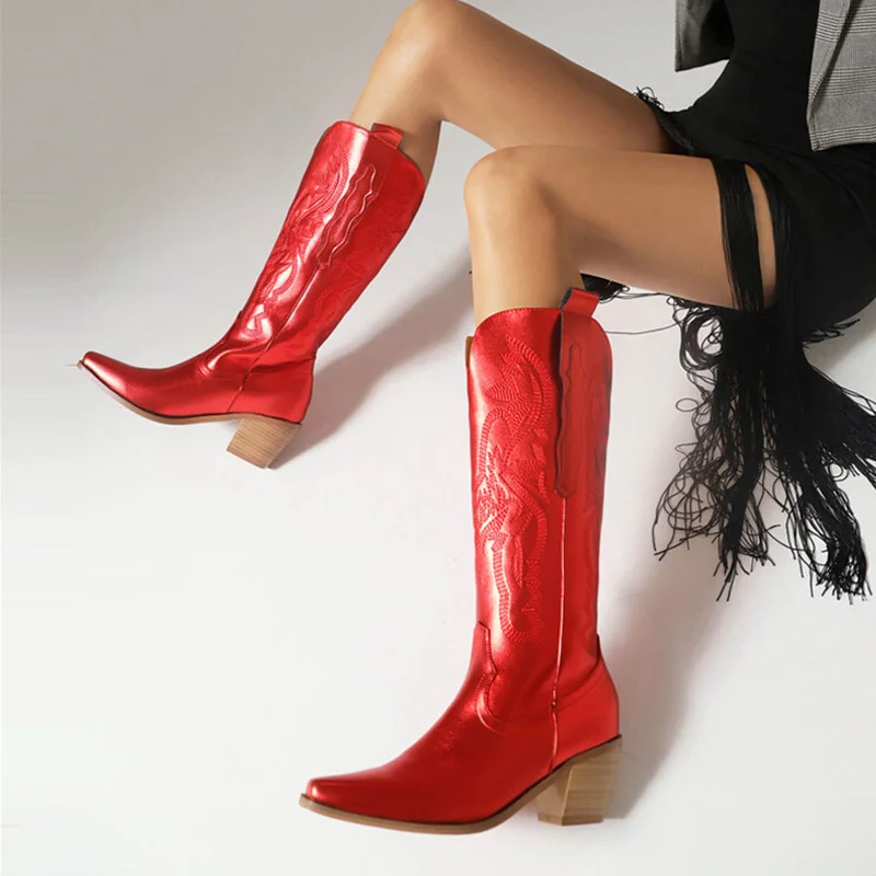 TRILEINO Fashion Big Red Boots Female Square Toe Slip On Wooden Heels Western Women Largas Mujer Cowboy Knee High Shoes
TRILEINO Fashion Big Red Boots Female Square Toe Slip On Wooden Heels Western Women Largas Mujer Cowboy Knee High Shoes