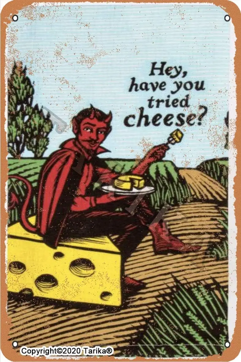 QSHPO Hey Have You Tried Cheese Металлическая вывеска Винтажная домашняя табличка Плакаты
