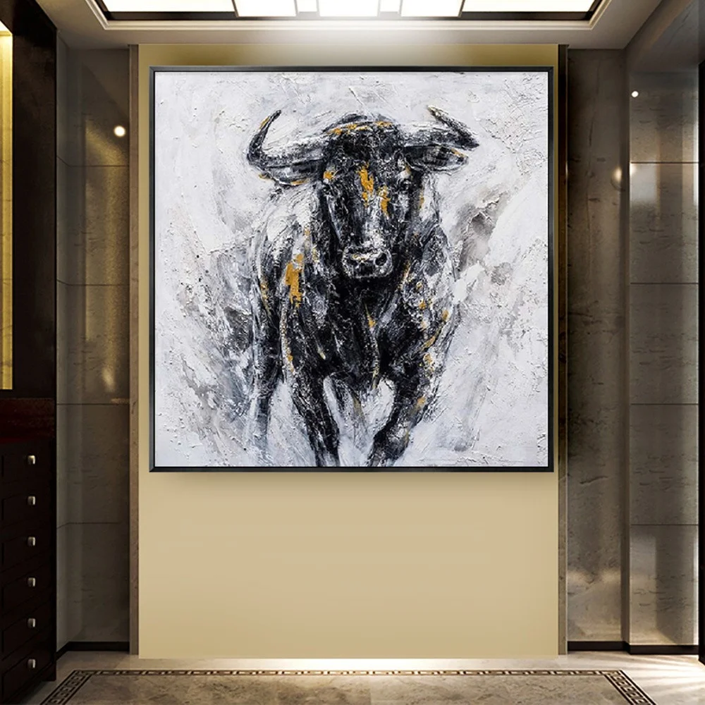 Top Strong Bull Oil Painting Canvas Picture Wall Art Black White Cuadros Decor Mural Office Original Modern Animal Bullfight
Top Strong Bull Oil Painting Canvas Picture Wall Art Black White Cuadros Decor Mural Office Original Modern Animal Bullfight