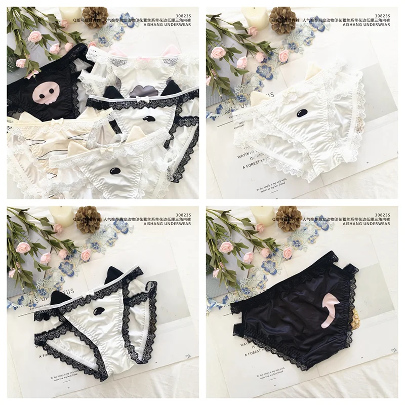 Sanrios Kuromi Underwear Q Version Anime Cartoon Cute Pet Animal Print Lace Edge Hollow Low-waist Briefs Sexy Charms Boxer Gift
Sanrios Kuromi Underwear Q Version Anime Cartoon Cute Pet Animal Print Lace Edge Hollow Low-waist Briefs Sexy Charms Boxer Gift