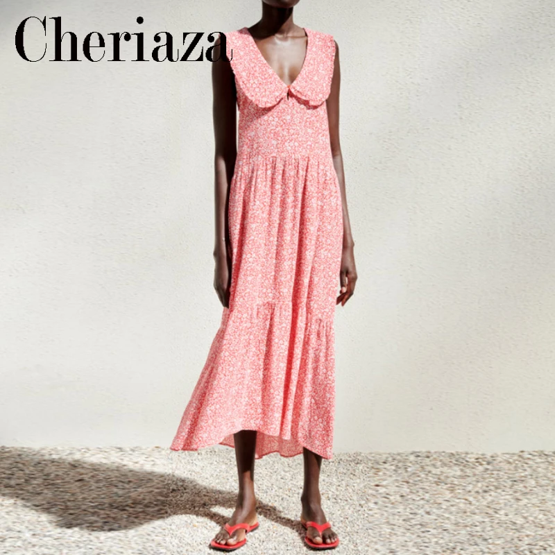 Fashion 2022 Summer Woman New Floral Print Midi Dress Doll Collar Sleeveless A word Dresses Vintage Female Vestidos Mujer
Fashion 2022 Summer Woman New Floral Print Midi Dress Doll Collar Sleeveless A word Dresses Vintage Female Vestidos Mujer