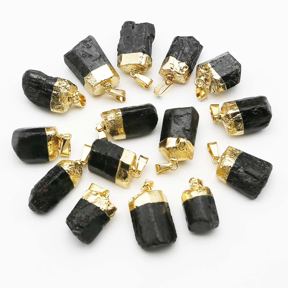 Natural Stone Ore Black Tourmaline Irregular Golden Plated Original Pendants Exquisite Charms Jewelry Accessories Wholesale 8Pcs
Natural Stone Ore Black Tourmaline Irregular Golden Plated Original Pendants Exquisite Charms Jewelry Accessories Wholesale 8Pcs