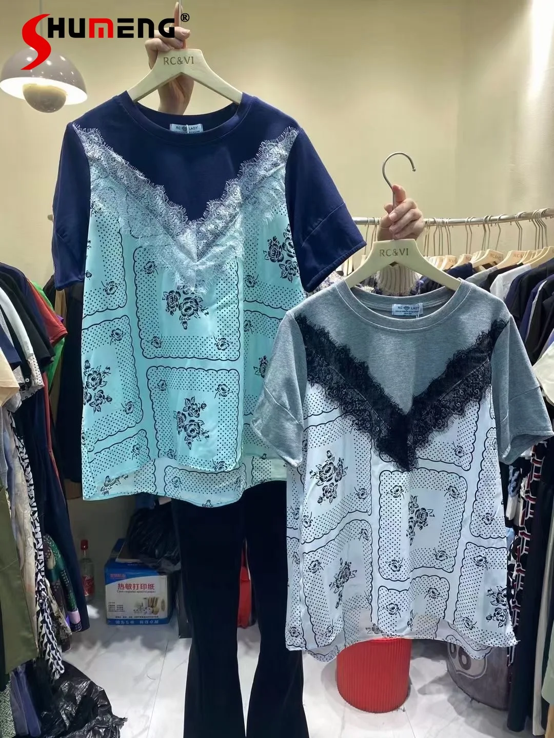 Summer Woman Loose Strap Lace Stitching Short Sleeve T-shirts Korean Style Floral Printing Tee Top Female Clothing 2022 New
Summer Woman Loose Strap Lace Stitching Short Sleeve T-shirts Korean Style Floral Printing Tee Top Female Clothing 2022 New