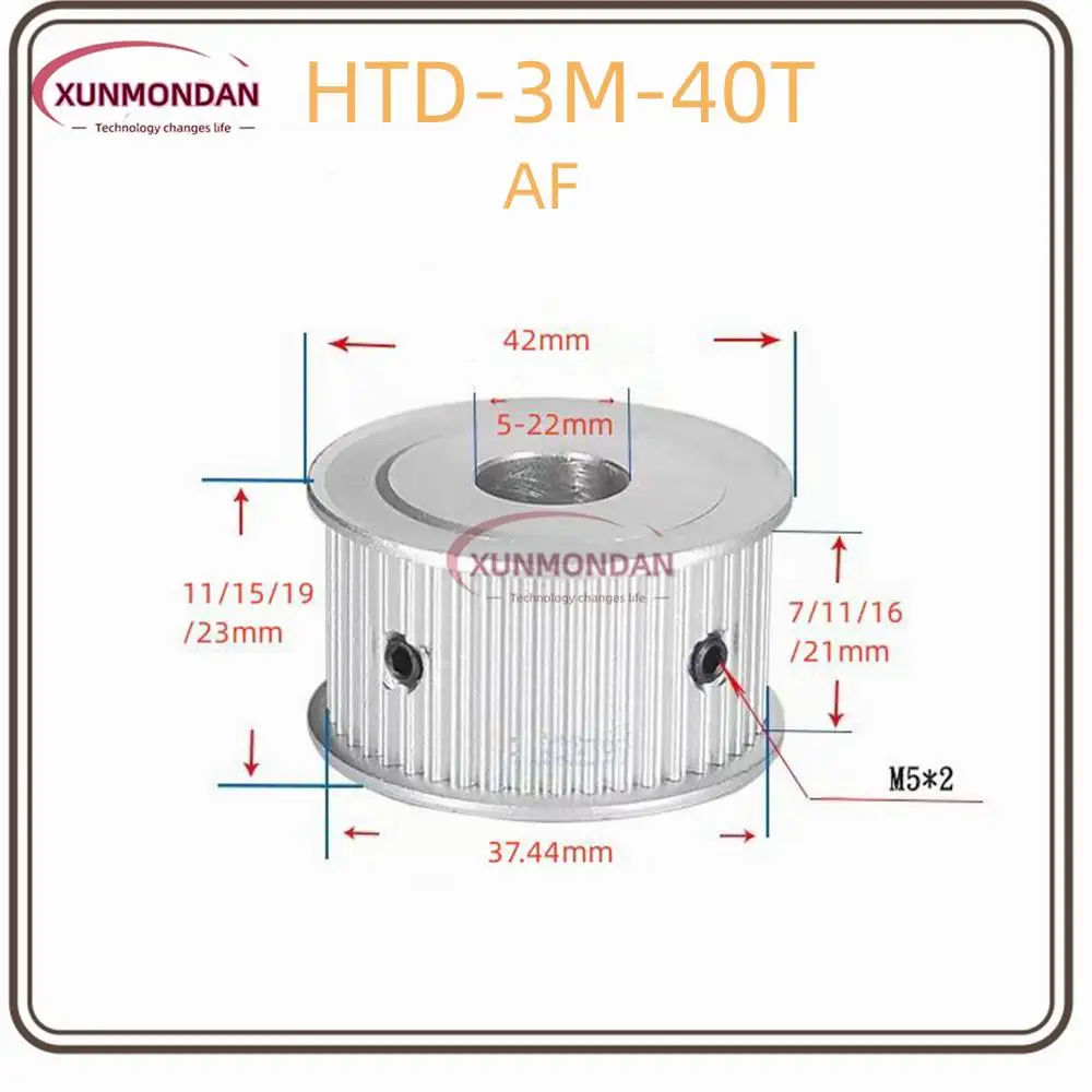Xunmondan HTD 3M 40Tooth AF Timing Pulley With Gear Pitch 3mm Inner Hole 5/6/8/10/12/14/15/22mm Tooth Surface Width 6/10/15/20mm
Xunmondan HTD 3M 40Tooth AF Timing Pulley With Gear Pitch 3mm Inner Hole 5/6/8/10/12/14/15/22mm Tooth Surface Width 6/10/15/20mm