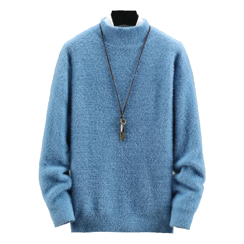 Autumn Winter Men's Half Turtleneck Mink Sweater Solid Color Loose Plush Bottoming Shirt Fashion Streetwear Free Shipping
Autumn Winter Men's Half Turtleneck Mink Sweater Solid Color Loose Plush Bottoming Shirt Fashion Streetwear Free Shipping