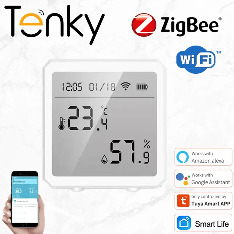 Tuya Zigbee Smart WIFI Temperature And Humidity Sensor Indoor Hygrometer Thermometer With LCD Display Support Alexa Google
Tuya Zigbee Smart WIFI Temperature And Humidity Sensor Indoor Hygrometer Thermometer With LCD Display Support Alexa Google