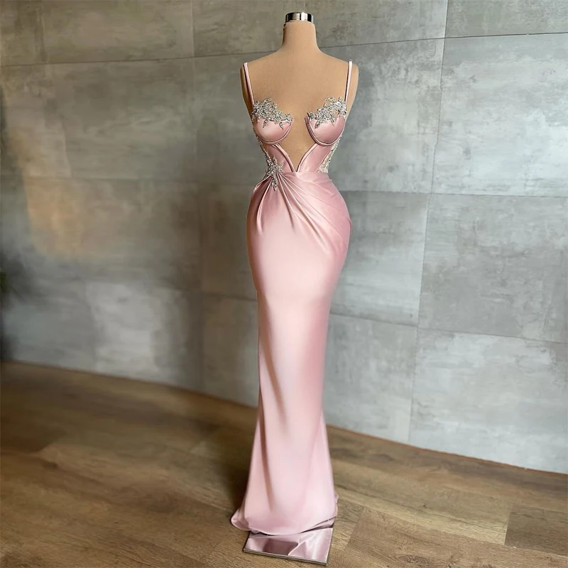 Pink Sexy Elegant Mermaid Evening Dresses Spaghetti Strap Sweetheart Appliques Women Prom Pageant Gowns Custom Made Plus Size
Pink Sexy Elegant Mermaid Evening Dresses Spaghetti Strap Sweetheart Appliques Women Prom Pageant Gowns Custom Made Plus Size
