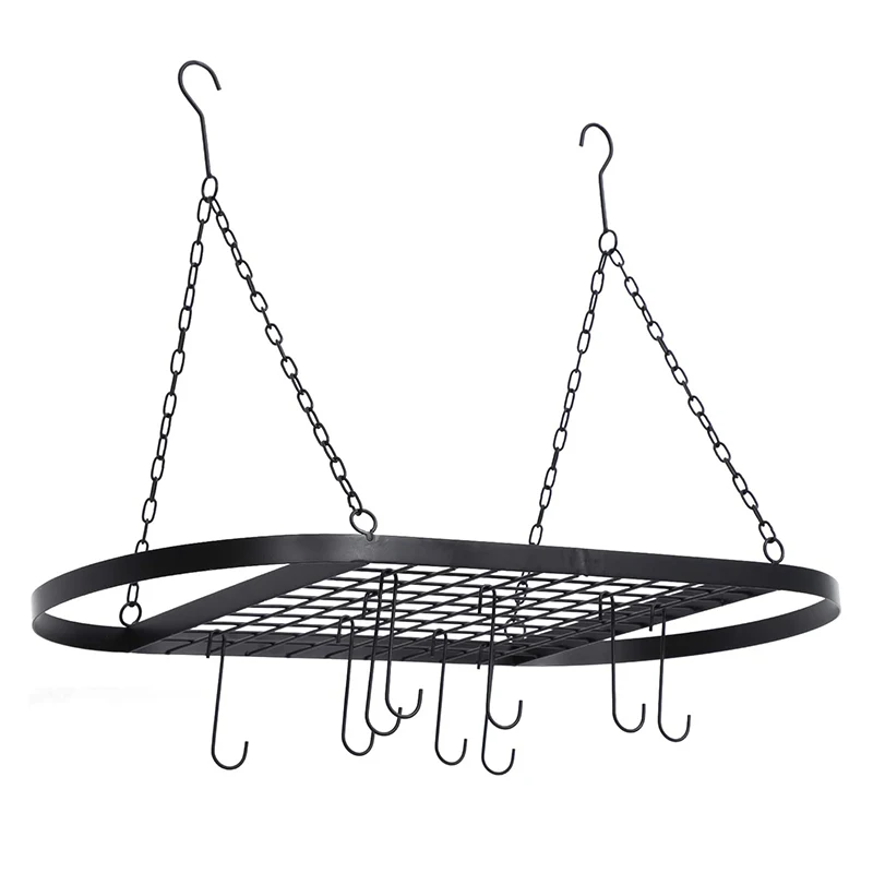 Hanging Pot Pan Rack for Ceiling, Ceiling Mounted Cookware Hanger Organizer with 10 Hooks for Home Kitchen Household
Hanging Pot Pan Rack for Ceiling, Ceiling Mounted Cookware Hanger Organizer with 10 Hooks for Home Kitchen Household