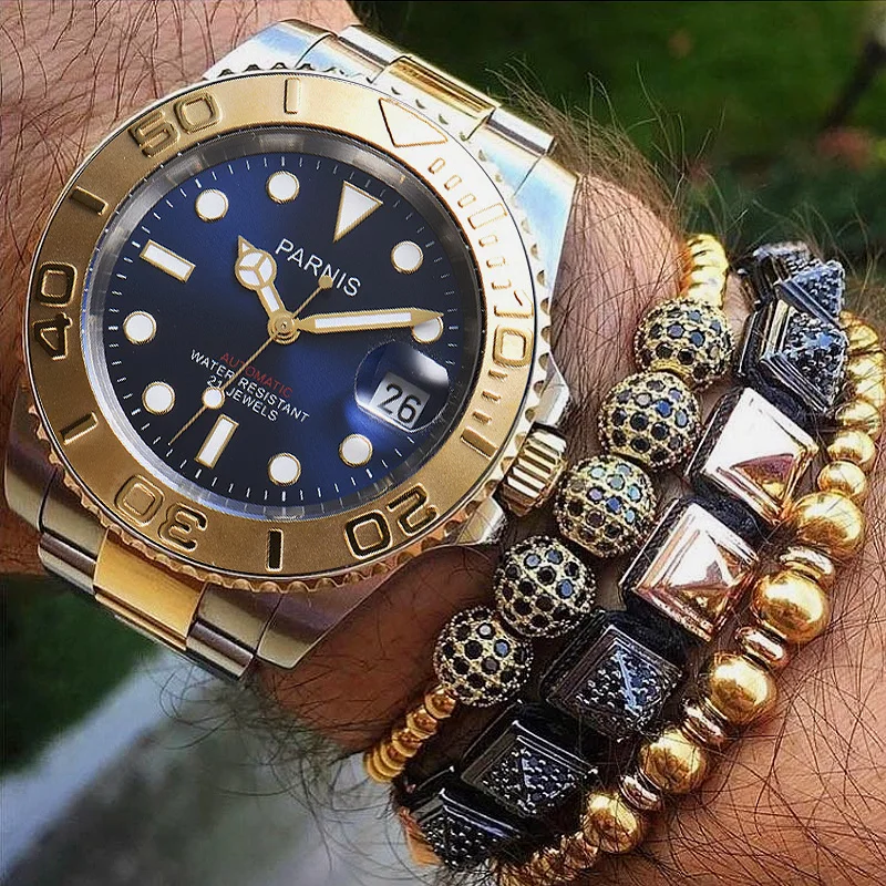 Fashion Parnis 40MM Blue Dial Mechanical Automatic Men Watch Gold Bezel Sapphire Glass Men's Luxury Watches relogios masculinos
Fashion Parnis 40MM Blue Dial Mechanical Automatic Men Watch Gold Bezel Sapphire Glass Men's Luxury Watches relogios masculinos