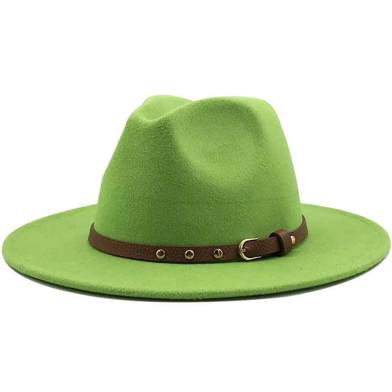 2021 New British Classic Jazz Panama Top Woolen Felt Fedora Hat Autumn Winter Men Women Wide Brim Leather Belt Hat
2021 New British Classic Jazz Panama Top Woolen Felt Fedora Hat Autumn Winter Men Women Wide Brim Leather Belt Hat
