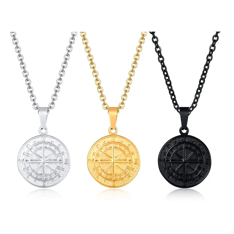 PSJ Hip Hop Style Silver Gold Black Plated Coin Compass Design Pendant Stainless Steel Chain Necklace for Men Women
PSJ Hip Hop Style Silver Gold Black Plated Coin Compass Design Pendant Stainless Steel Chain Necklace for Men Women