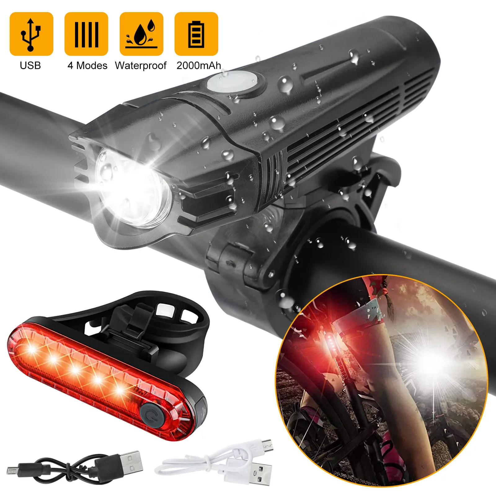 Ultra Bright USB Rechargeable Bike Light Set, Bike Front Headlight and Back Taillight, 4 Light Modes, Easy to Install for Men Wo
Ultra Bright USB Rechargeable Bike Light Set, Bike Front Headlight and Back Taillight, 4 Light Modes, Easy to Install for Men Wo