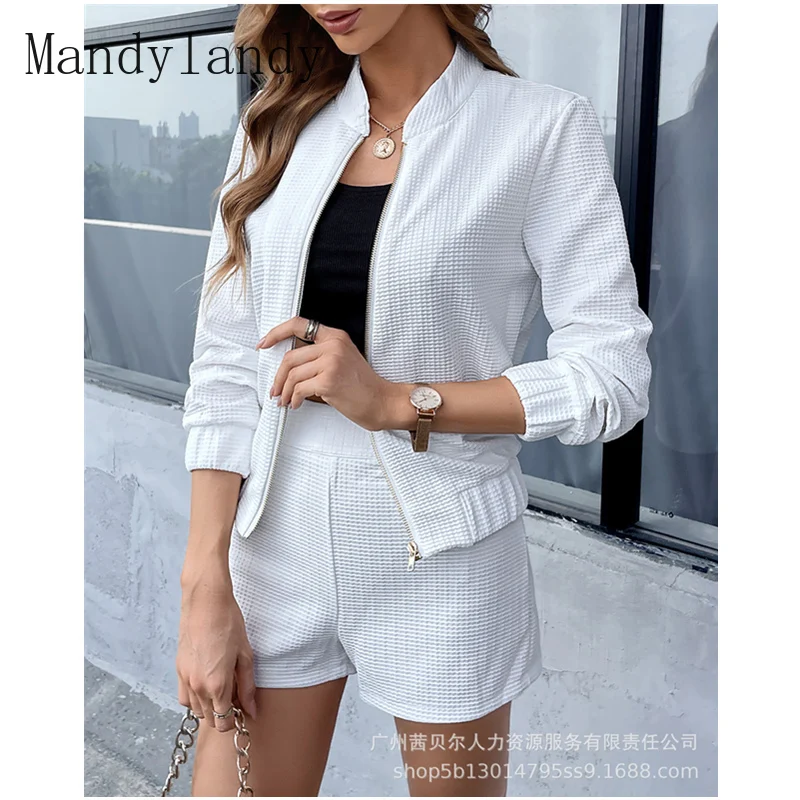 Mandylandy Women Tracksuit Two Piece Shorts Set Y2K Sporty Harajuku Zipper Coat + Elastic Shorts Suit Set Outfits Streetwear
Mandylandy Women Tracksuit Two Piece Shorts Set Y2K Sporty Harajuku Zipper Coat + Elastic Shorts Suit Set Outfits Streetwear