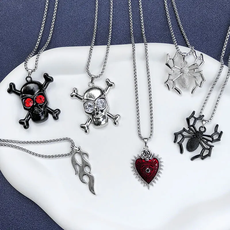 Big Spider Heart Necklace For Women Men Punk Gothic Flame Skull Pendant Necklace Chains Collar Goth Vintage Jewelry Wholesale
Big Spider Heart Necklace For Women Men Punk Gothic Flame Skull Pendant Necklace Chains Collar Goth Vintage Jewelry Wholesale