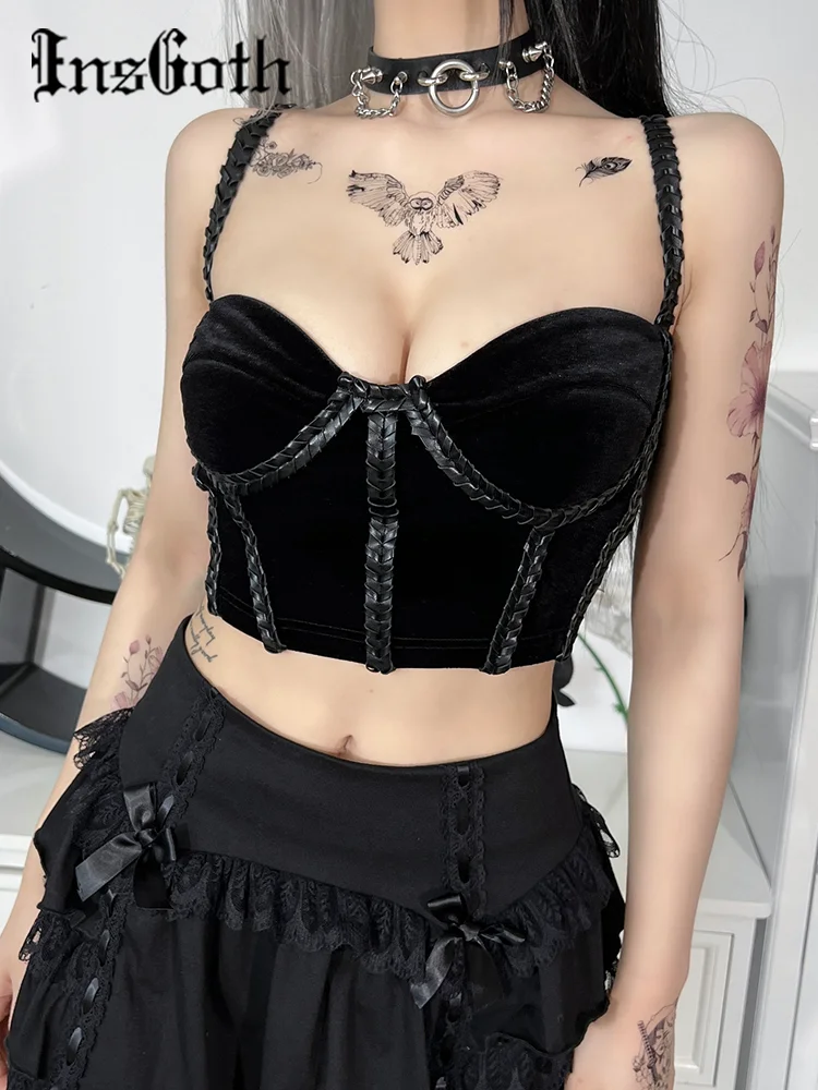 InsGoth Harajuku Mall Elegant Patchwork Black Tank Top Sexy Backless Fairy Grunge Lace Up Camis Gothic Vintage Chest Bra Top
InsGoth Harajuku Mall Elegant Patchwork Black Tank Top Sexy Backless Fairy Grunge Lace Up Camis Gothic Vintage Chest Bra Top