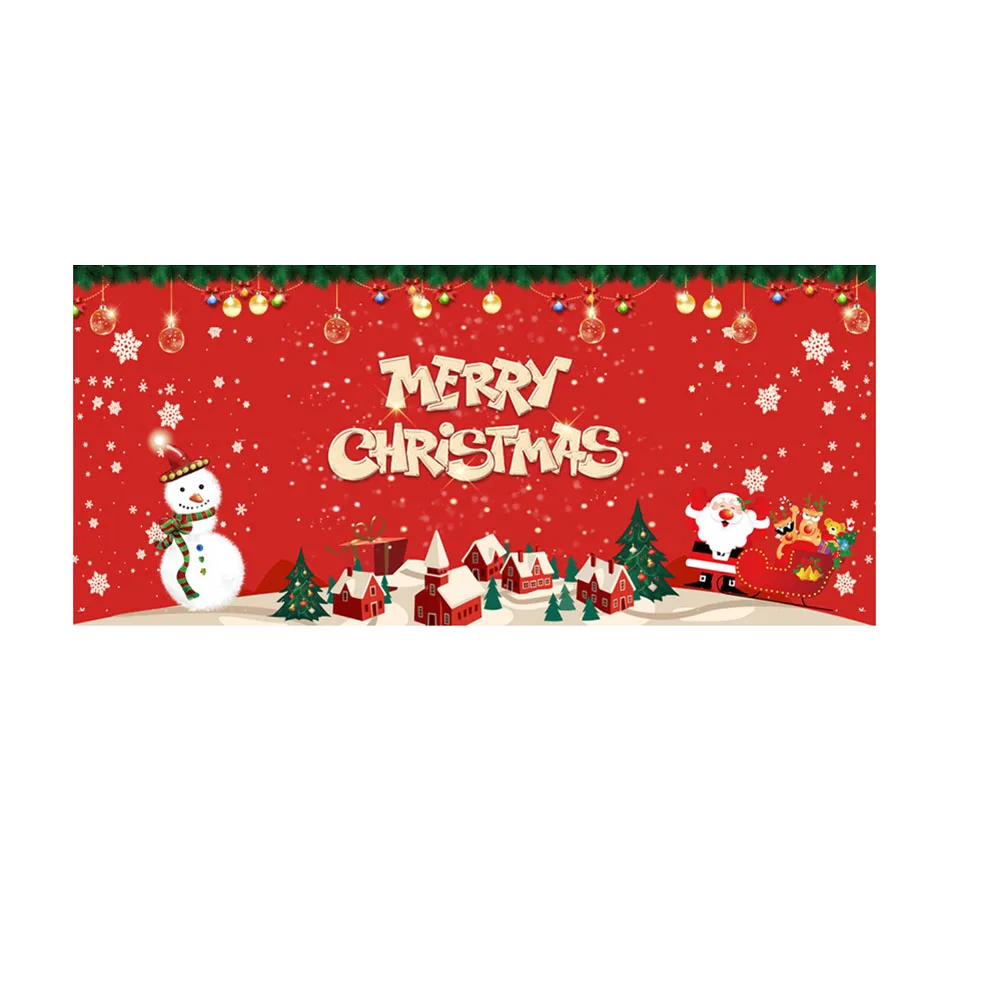 

Merry Christmas Garage Door Banner, 6x13ft Santa Claus Snowmen Print, Durable Polyester Fabric, Easy Installation