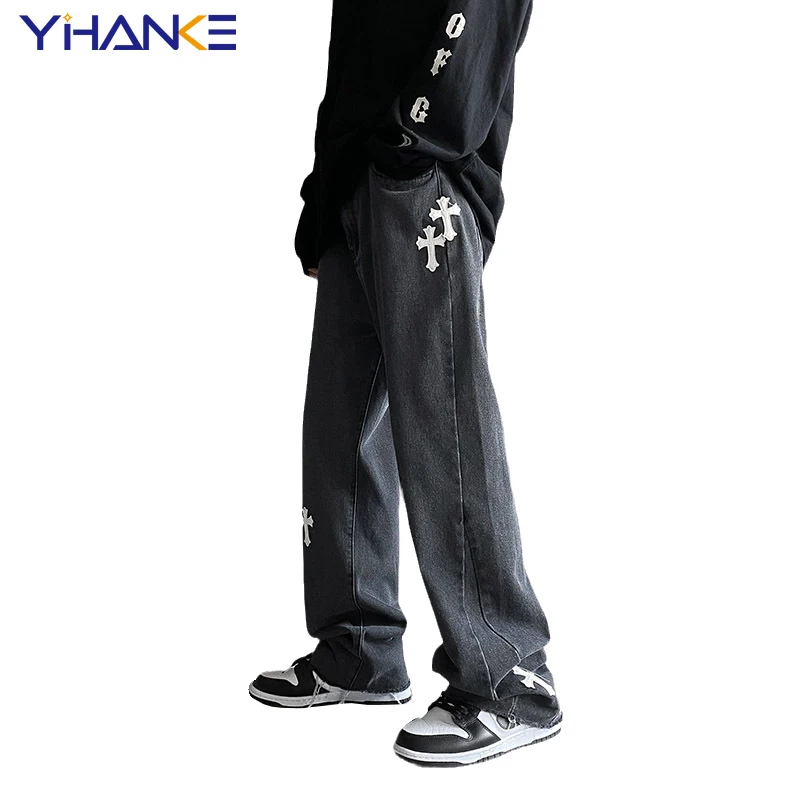 Brand Men's Black Jeans Korean Cross Print Trend Straight Pants Slim Casual Trousers Hip-Hop Street Men Clothing Мужские джинсы
Brand Men's Black Jeans Korean Cross Print Trend Straight Pants Slim Casual Trousers Hip-Hop Street Men Clothing Мужские джинсы