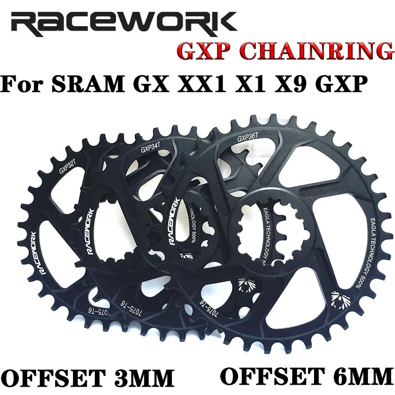 Racework Mountain Bike GXP Chainring 32T 34T 36T 38T Crown 3mm/6mm Offset Crankset Chainring For Sram 11/12S NX XX XO GX 11
Racework Mountain Bike GXP Chainring 32T 34T 36T 38T Crown 3mm/6mm Offset Crankset Chainring For Sram 11/12S NX XX XO GX 11