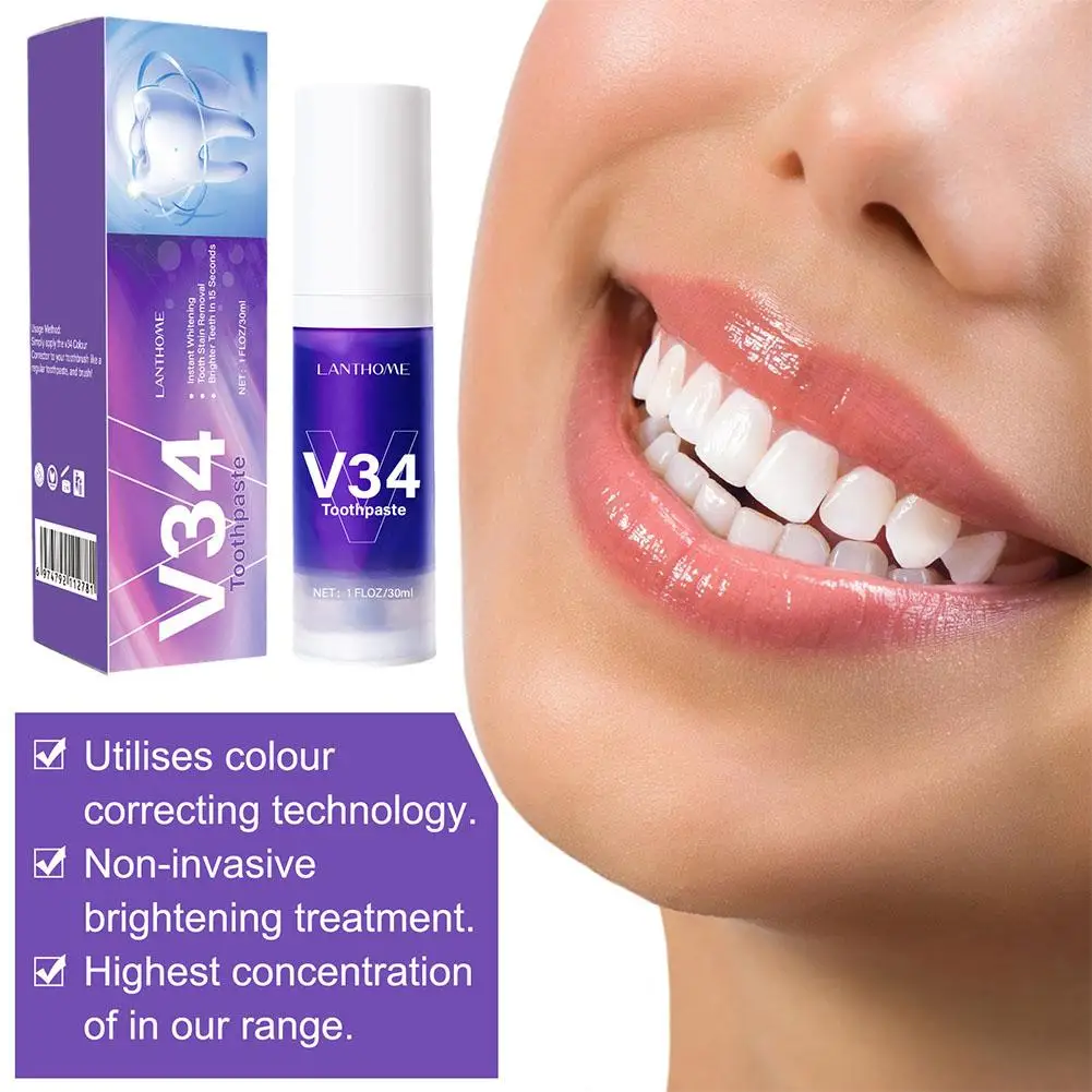 V34 Tooth Cleansing Mousse Purple Bottled Press Toothpaste Whitens Breath Refreshes Stains Tooth Stains Removal Teeth Clean E8J6 
V34 Tooth Cleansing Mousse Purple Bottled Press Toothpaste Whitens Breath Refreshes Stains Tooth Stains Removal Teeth Clean E8J6