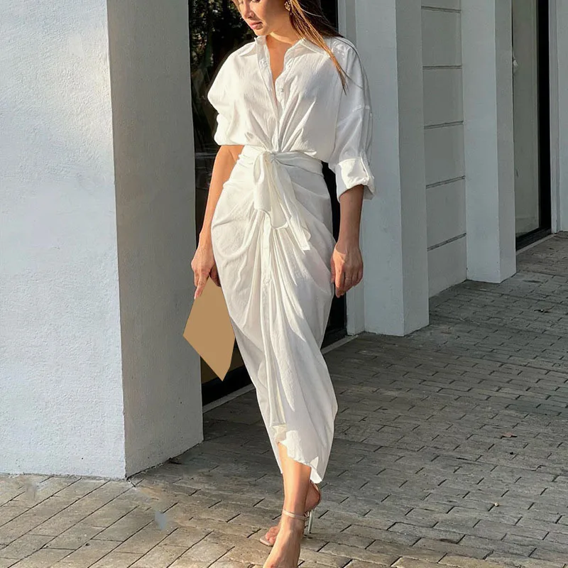 WUHE Elegant Single Breasted High Waist Sashes Ruched Irregular Shirt Maxi Dress 2022 Summer Chic Long Vestido Women Dresses
WUHE Elegant Single Breasted High Waist Sashes Ruched Irregular Shirt Maxi Dress 2022 Summer Chic Long Vestido Women Dresses