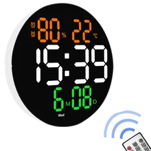 10 inch Digital Led Wall Clock Calendar with Dual Alarms and Temperature Thermometer for Home Living Room Decoration