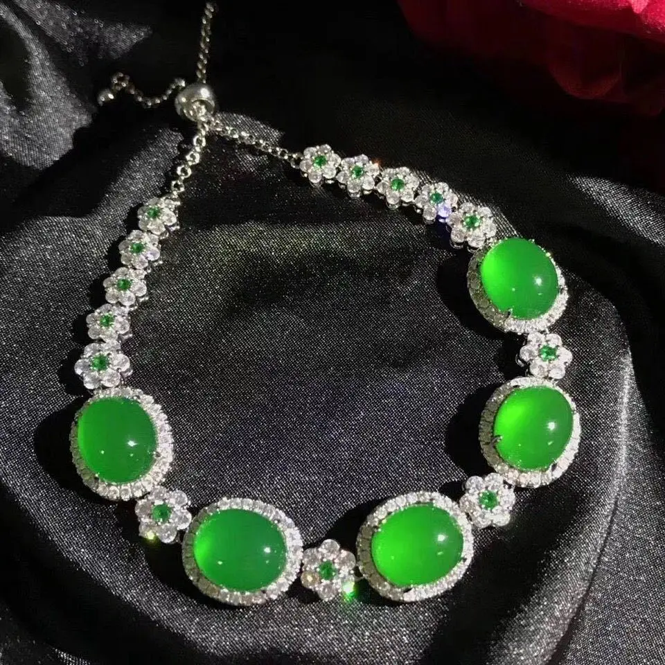 Natural Green Jade Bracelet With Zircon Emerald Flower Pink Jades Silver Bracelets Women Fine Jewelry White Jadeite Accessories
Natural Green Jade Bracelet With Zircon Emerald Flower Pink Jades Silver Bracelets Women Fine Jewelry White Jadeite Accessories