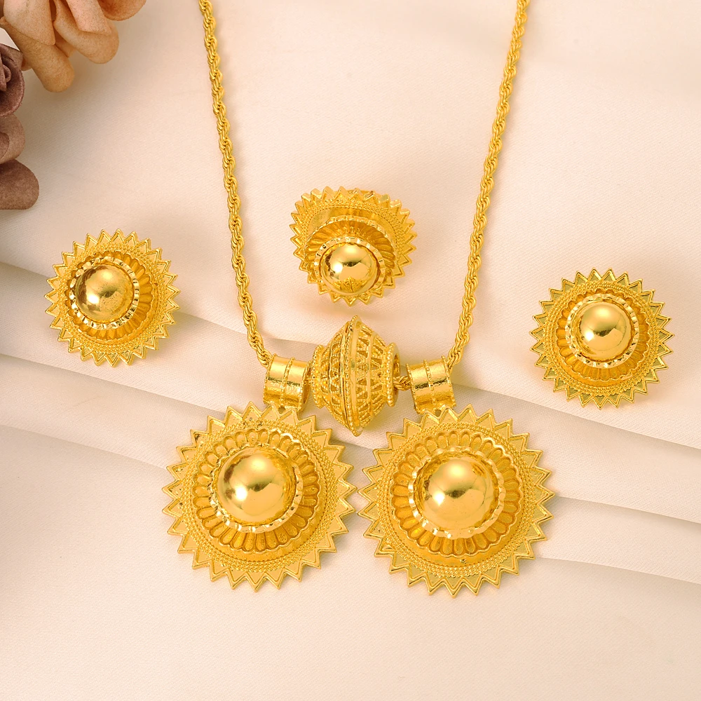 Ethiopian Geometry Round Big Pendant Earrings Jewelry Sets 24K Gold Color African Wedding Bridal Women Habesha Party Gifts
Ethiopian Geometry Round Big Pendant Earrings Jewelry Sets 24K Gold Color African Wedding Bridal Women Habesha Party Gifts