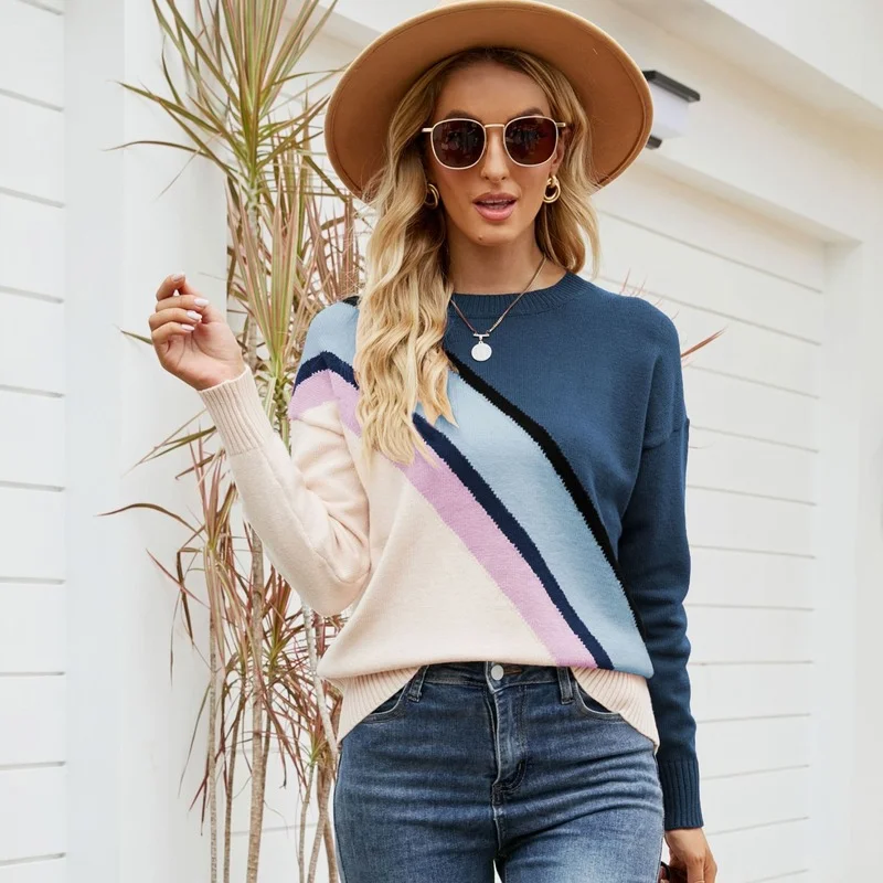 Harajuku Striped Patchwork Sweaters Women Winter Fashion Crewneck Long Sleeve Knitted Pullovers Tops Oversized Casual Sweater
Harajuku Striped Patchwork Sweaters Women Winter Fashion Crewneck Long Sleeve Knitted Pullovers Tops Oversized Casual Sweater