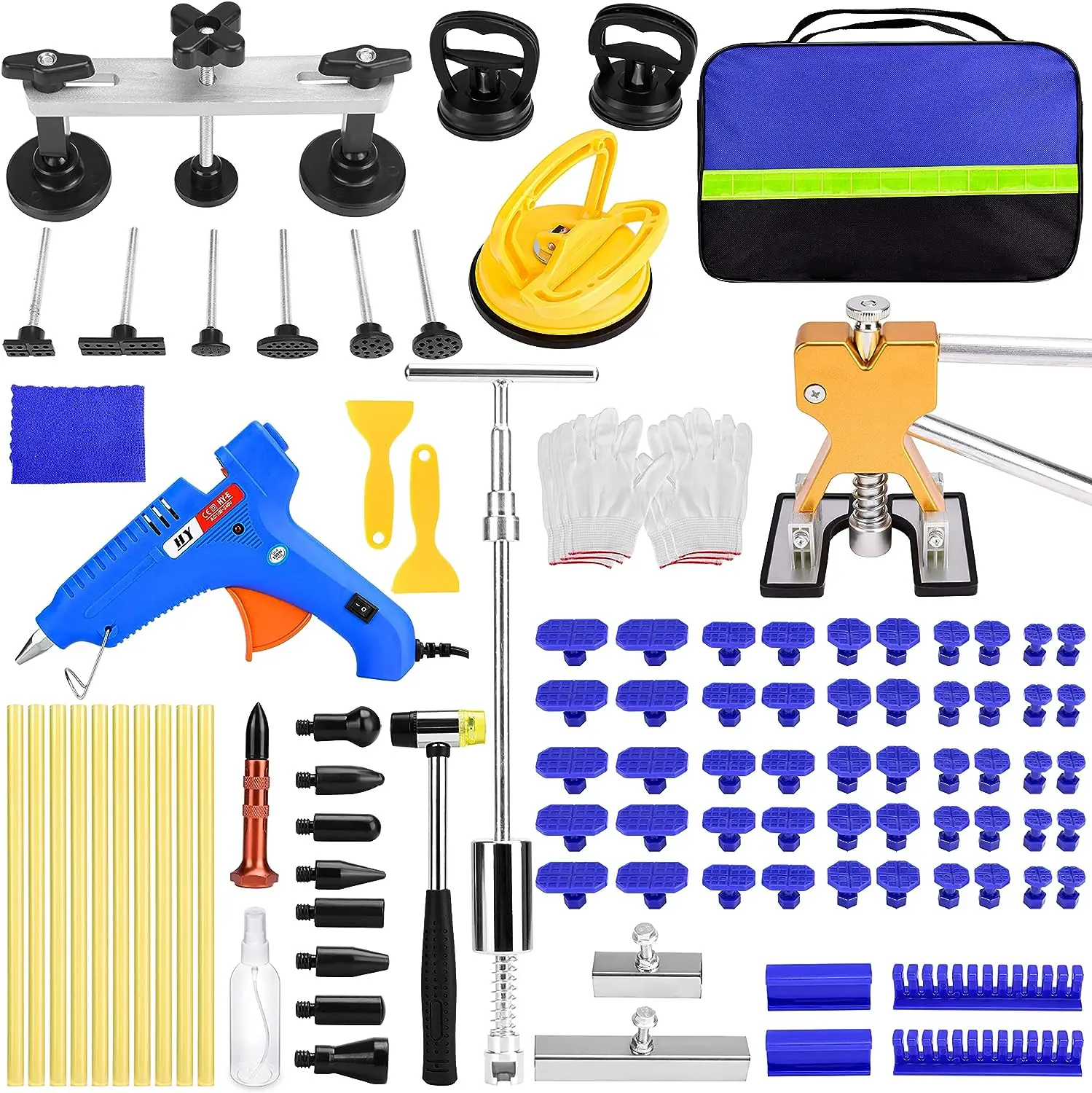 Puller Tool Kit, 108 PCS Auto Body Dent Repair Tool Kit with Dent Lifter,2 in 1 Slide Hammer, Aluminum Bridge Dent Puller for Au
Puller Tool Kit, 108 PCS Auto Body Dent Repair Tool Kit with Dent Lifter,2 in 1 Slide Hammer, Aluminum Bridge Dent Puller for Au
