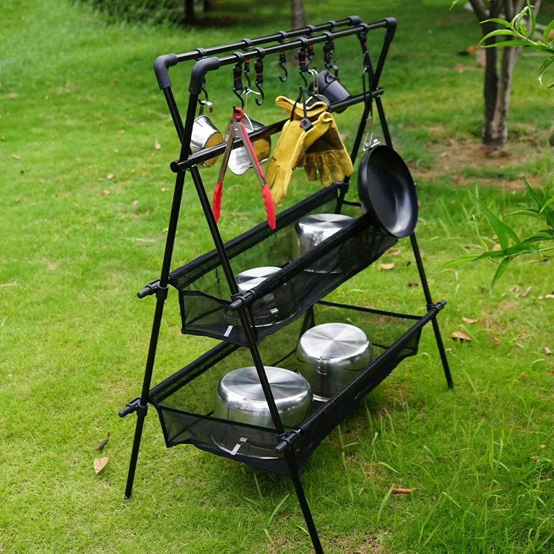 2023 Camping Triangle Shelf Aluminum Alloy Folding Double-Layer Large Capacity with Hook Net Bag Outdoor Glamping Picnic 
2023 Camping Triangle Shelf Aluminum Alloy Folding Double-Layer Large Capacity with Hook Net Bag Outdoor Glamping Picnic