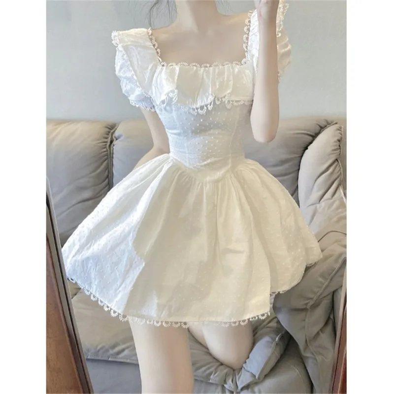 New Summer Fashion Mini White Fairy Dress Lace Hem Square Collar Sexy Slim A Line Dress Puff Sleeve Holiday Party Puffy Dress
New Summer Fashion Mini White Fairy Dress Lace Hem Square Collar Sexy Slim A Line Dress Puff Sleeve Holiday Party Puffy Dress