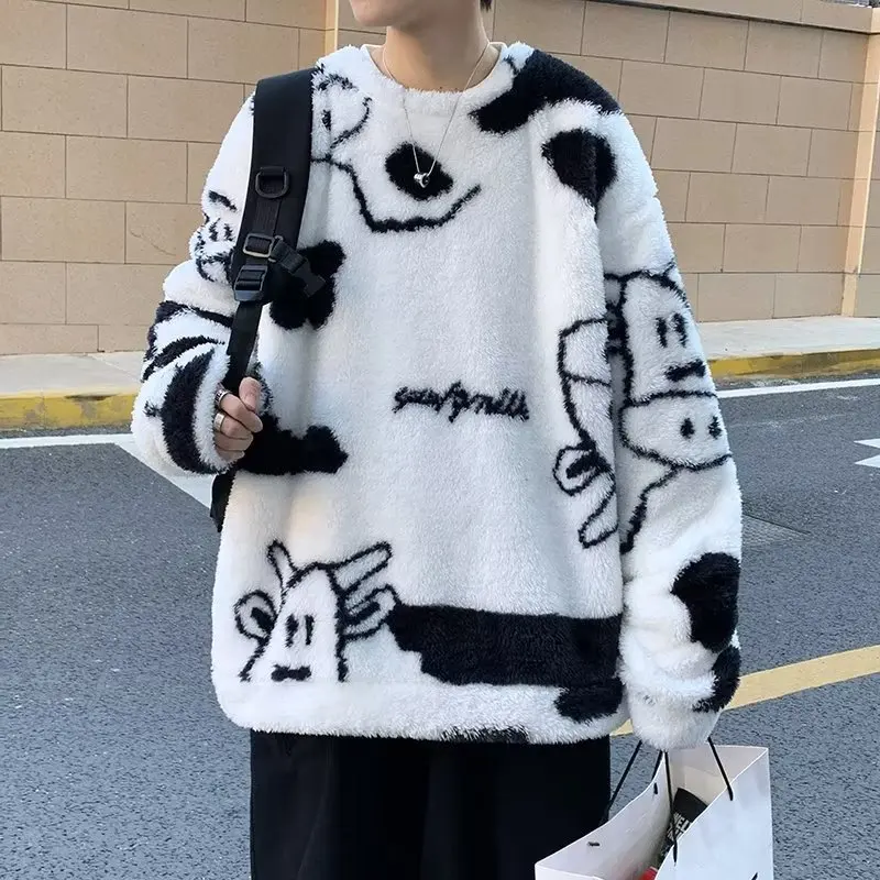 Fleece Male Hoodies Winter Plush Thicken Loose Cartoon Printing Clothing Keep Warm Casual Loose Long Sleeve Men Clothing
Fleece Male Hoodies Winter Plush Thicken Loose Cartoon Printing Clothing Keep Warm Casual Loose Long Sleeve Men Clothing