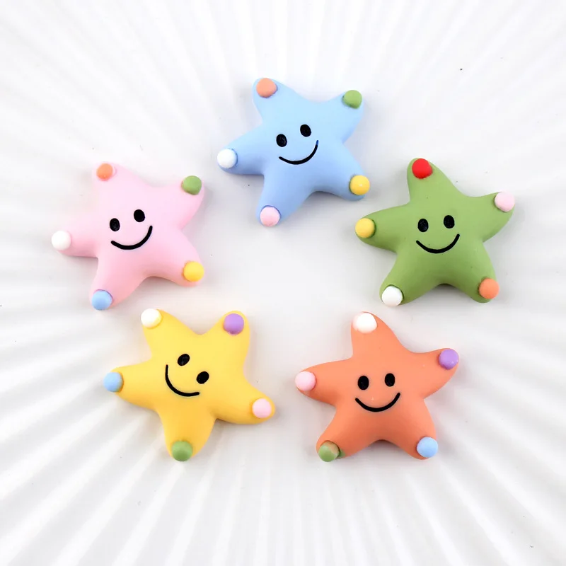 120pcs Kawaii Starfish Smiley Face Resin Cabochon 25MM Star Flat Back Charm DIY Handcrafts Supplies Cell Phone Decoration
120pcs Kawaii Starfish Smiley Face Resin Cabochon 25MM Star Flat Back Charm DIY Handcrafts Supplies Cell Phone Decoration