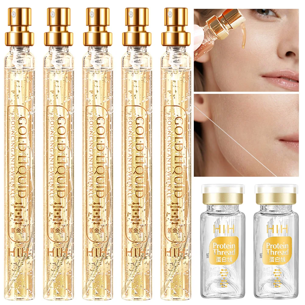 24K Gold Face Serum Active Collagen Silk Thread Facial Essence Anti-Aging Facial Protein Thread Lifting Skin Firming Set
24K Gold Face Serum Active Collagen Silk Thread Facial Essence Anti-Aging Facial Protein Thread Lifting Skin Firming Set