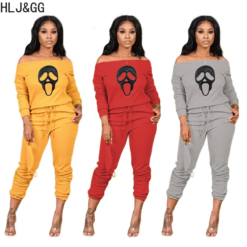 HLJ&GG Casual Printing Sporty Two Piece Sets Women Off Shoulder Long Sleeve Top And Jogger Pants Tracksuits Female 2pcs Outfits
HLJ&GG Casual Printing Sporty Two Piece Sets Women Off Shoulder Long Sleeve Top And Jogger Pants Tracksuits Female 2pcs Outfits