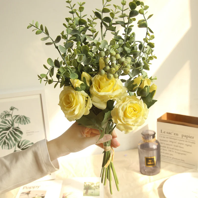Artificial Wedding Rose Boquet Fake Flowers Eucalyptus Imitation Flowers Home Decoration Artificiales Para Decoración Fiesta
Artificial Wedding Rose Boquet Fake Flowers Eucalyptus Imitation Flowers Home Decoration Artificiales Para Decoración Fiesta