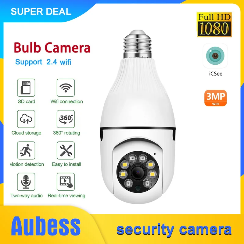 WiFi IP Camera E27 Bulb Surveillance Camera Wifi Night Vision Full Color Automatic Human Tracking Video Home Security Monitor
WiFi IP Camera E27 Bulb Surveillance Camera Wifi Night Vision Full Color Automatic Human Tracking Video Home Security Monitor