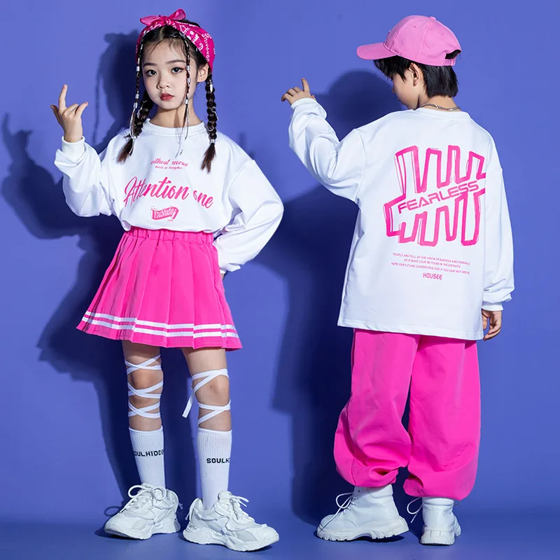 Boys Hip Hop Sweatshirt Street Dance joggers Pants Girls Loose Top Pink Skirts Children Streetwear Kids Jazz Stage Clothes Sets
Boys Hip Hop Sweatshirt Street Dance joggers Pants Girls Loose Top Pink Skirts Children Streetwear Kids Jazz Stage Clothes Sets